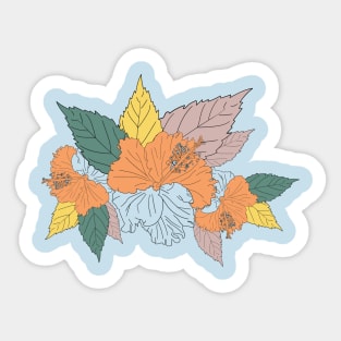 Colorful plant, flower and leaves on white Sticker